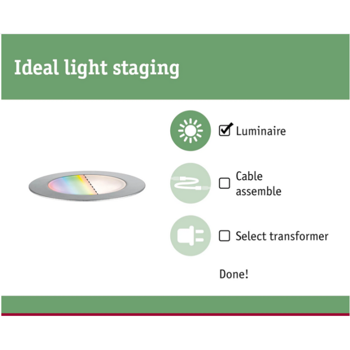 Plug & Shine įleidžiamas šviestuvas RGBW 2W