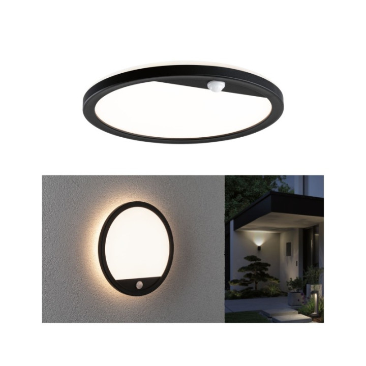 Sieninis šviestuvas Lamina Backlight 14,5W su judesio davikliu, juodos spalvos