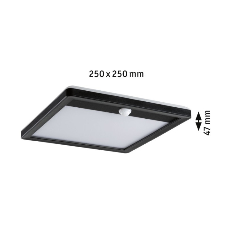 Sieninis šviestuvas Lamina Backlight 14,5W su judesio davikliu, kvadratinis juodas
