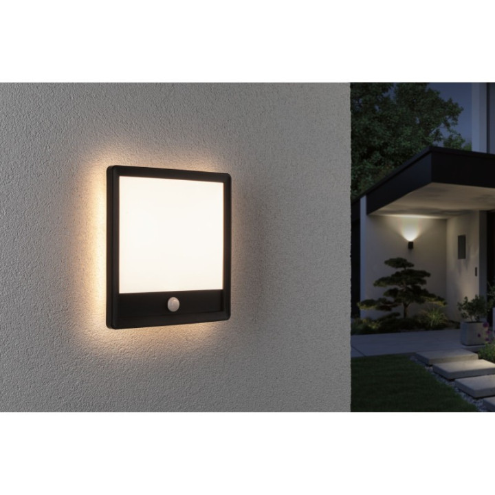 Sieninis šviestuvas Lamina Backlight 14,5W su judesio davikliu, kvadratinis juodas